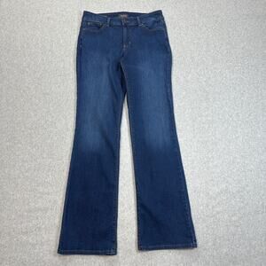 NYDJ Jeans Womens Sz 8 Blue Barbara Bootcut High Waisted Pocket Dark Wash Denim